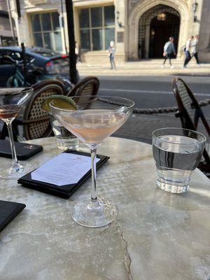 Outdoor seating and a cosmo