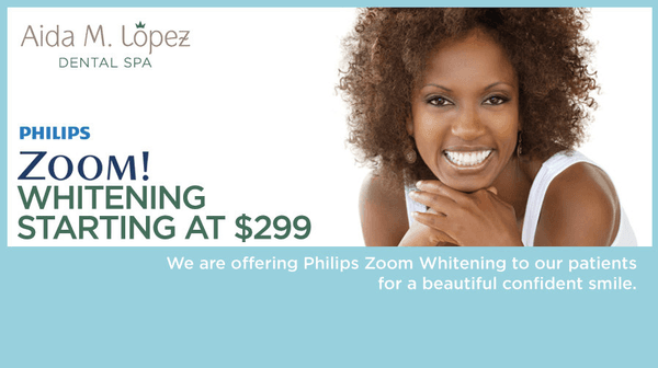 Aida M. Lopez Dental Spa is a preferred provider for Zoom Whitening technology.