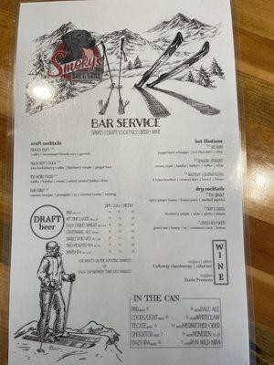 Bar menu Jan 2024