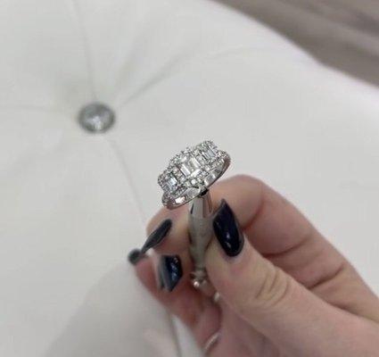 1.5cw 3 stone diamond engagement ring from Sky Diamond Jewelers (estate piece)