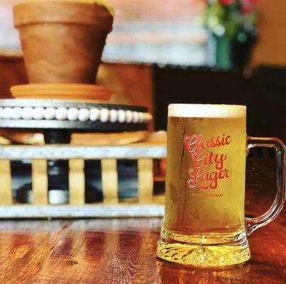 A pint of Classic City Lager