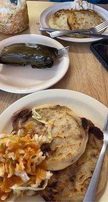 Pupusas and tamal were awesome