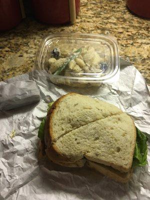 Lunch Express! (Changes daily): sandwich, pasta salad & brownie.