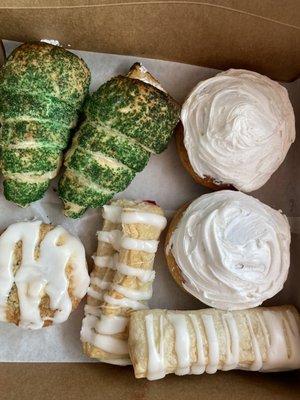 Cream horns, cinnamon rolls, strudel