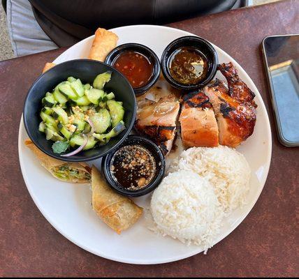 Garlic Chicken and an Eggroll