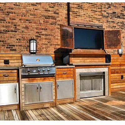 Out door kitchen on a roof deck we built in the back bay Boston