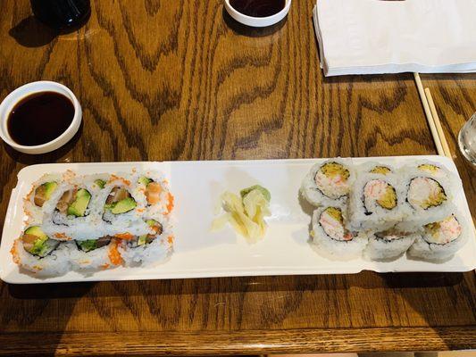 Salmon Roll and Crunchy Roll