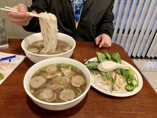 #18- steak and meatball pho  Size large and medium