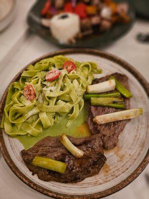 Tagliatelle al Pesto with Churrasco