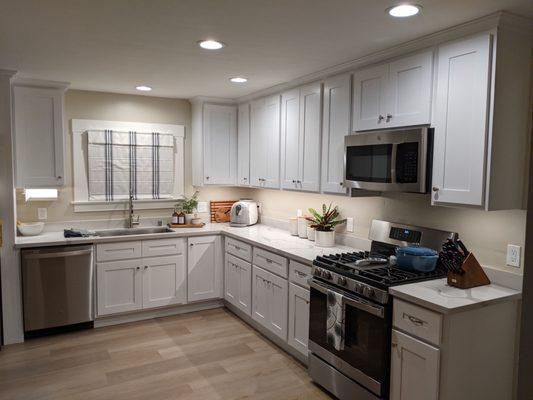 New recessed lighting and under cabinet lights in the kitchen.