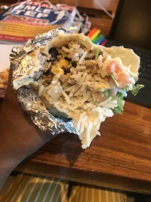 Chicken and "steak" burrito