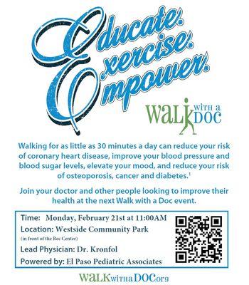 Join us on President's Day for WalkwithaDoc.