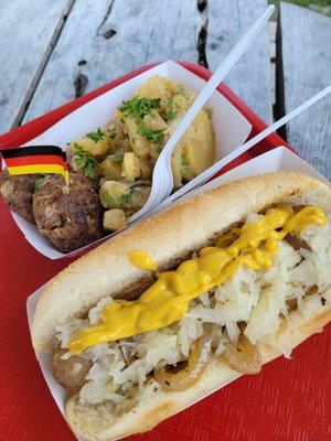 Bratwurst and Frikadelle with potato salad