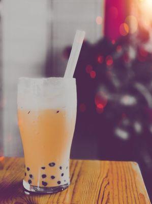 Thai Tea with boba (yum)