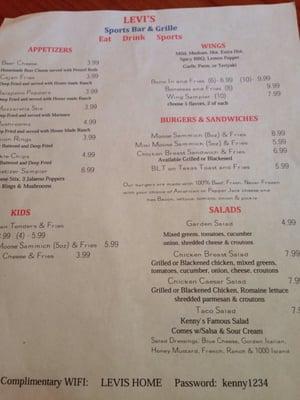 Menu as of now but newly opened and may change.