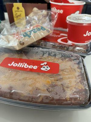 Jollibee spaghetti, chicken joy, peach mango pie, red ribbon palabok and polvoron