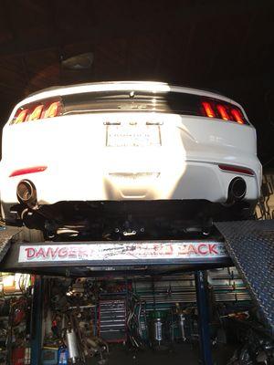 Custom exhaust on 2016 mustang gt with white-widows