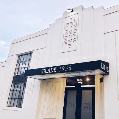 Entrance to the building. You can still see the original sign from the Blade Tribune and News