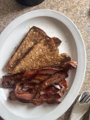 Side of toast and bacon