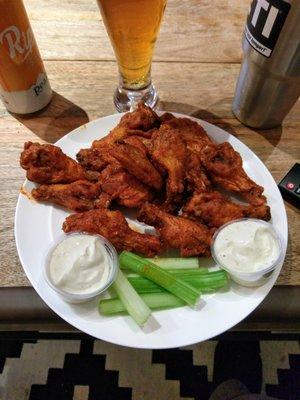 Half Buffalo Hot and half Hot Lemon Pepper.  Both sauces are awesome!  Great wings!