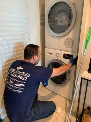 our technician repairs the washer