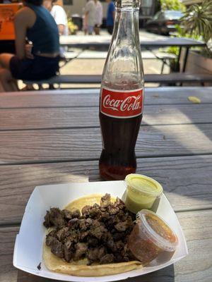 Steak Asada taco & Mexican Coca Cola