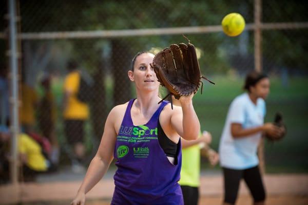 Coed Softball action