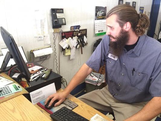 Jared, been here since 2013 and always helpful to the customers by phone or at the front desk!! Always has a MAN beard!!