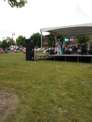 Paul Cebar playing on the library lawn again.