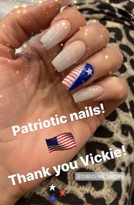 Patriotic nails! Ombré with a flag!