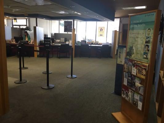 The lobby of the credit union.