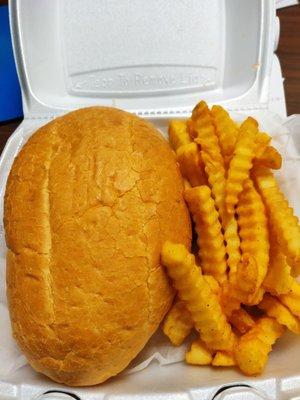 Chicken Torta And Fries.