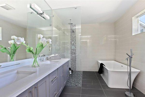 Grey Shaker Vanity with Pure White Quartz in Ballard