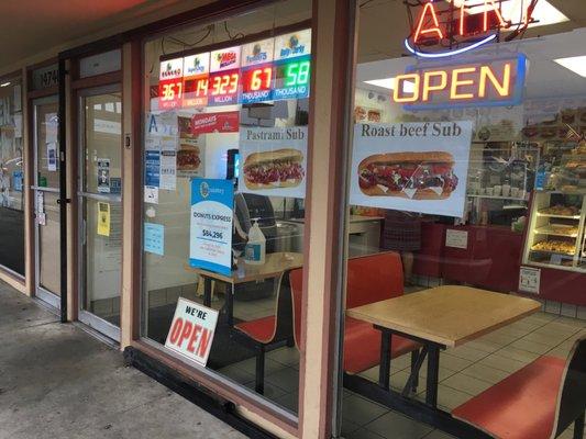 Side view of donuts shop