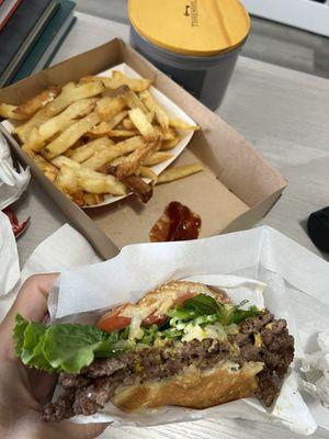 Double Cheeseburger with Truffle Parmesan Fries