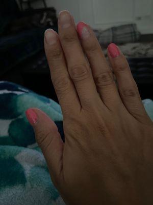 My nails after 1 week of getting a no chip.