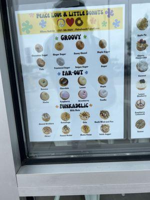 Donut shop menu