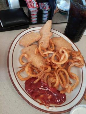 Chicken tenders. Very bland and dry.