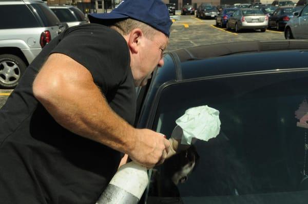 Prepping the Windshield Prior to the Chip Repair