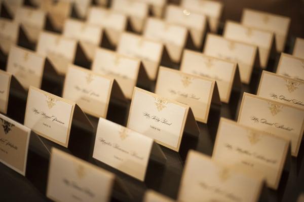 Escort Cards--they even have a crystal to match the invitations :)