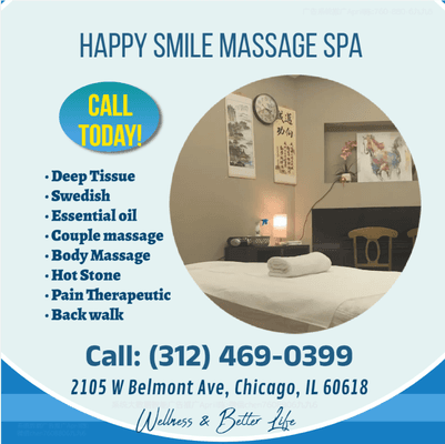 Whether it's stress, physical recovery, or a long day at work, Happy Smile Massage has helped  many clients relax in the comf...