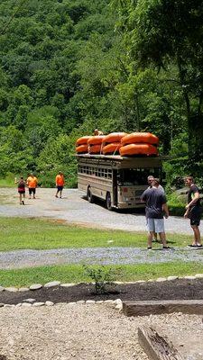 Our bus and rafts