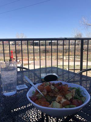 Poke Bowl, worth every penny on the patio in April. Plenty of bikers. Perfect for a family bike trip on the Platte.