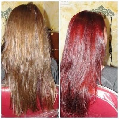 Before and after hair color by Kathleen