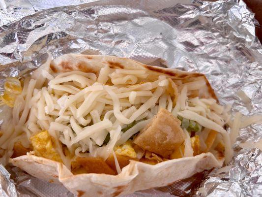 Migas taco with crispy chips was good