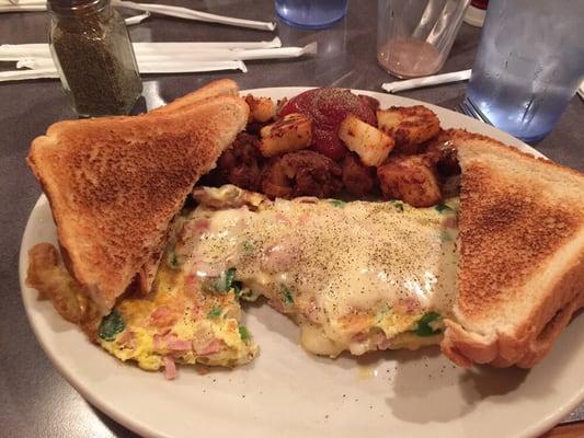 Western Omelet with the biggest home fries I have ever seen. Cooked extra crispy!