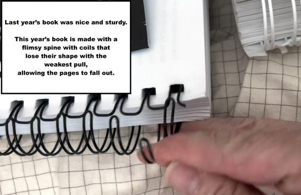 Flimsy spine on this year's book