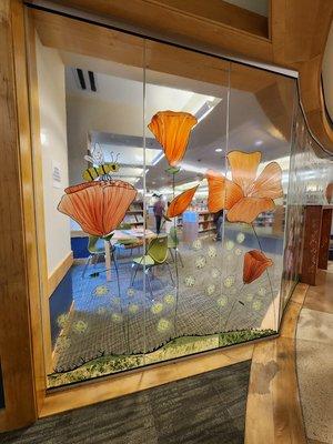 Mountain View Library - pretty glass window to children's area