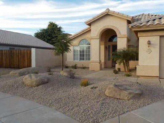 New front yard remodel from grass to desert low maintenance.