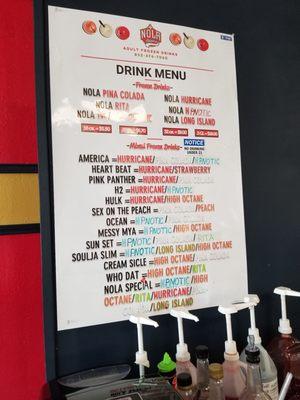 Here is the drink menu. Can't wait to try another one.